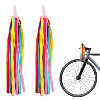 Estivaux Rainbow Bike Streamers Baby Shower Bike Handlebar Tassels Holiday Bicycle Handlebar Streamer Multi-Colored Bike Handle Ribbon Tassels for Bicycle Ornaments Birthday Wedding Decorations