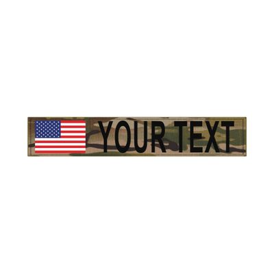 Heat Fused Custom Name Tape Patches w/Flag Image - All 50 States + American Flags | Tactical ID Police Patch for Vest, Backpack, Duty Bag, K9 Dog Harness, Morale | Hook & Loop Patch (Multicam)