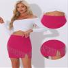 Allegra K Sparkly Fringe Skirt for Women's High Waist Split Mini Pencil Skirts Small Hot Pink view 2