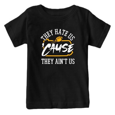 Xtreme Apparrel Pittsburgh - They Hate Us 'Cause They Ain't Us Kid's T-Shirt for Football Fans (Black Shirt, 3T)