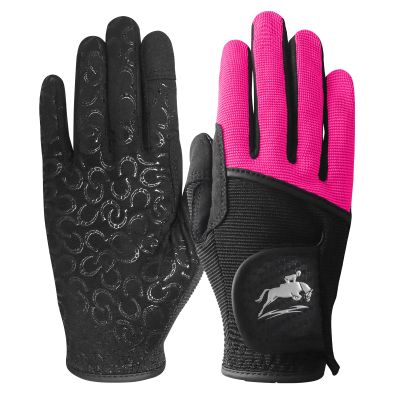 FINGER TEN Womens Horse Riding Gloves Premium Equestrian Horseback Gloves for Ladies, Mesh Breathable Lightweight Comfortable Grip Summer Color Pack (Pink, Small)