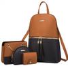 JiaYou Women PU 4pcs Backpack Sets Fashion Clutch Crossbody Pouch Card holder(Brown,8 Liters) view 1