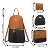 JiaYou Women PU 4pcs Backpack Sets Fashion Clutch Crossbody Pouch Card holder(Brown,8 Liters) view 2