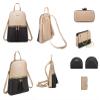 JiaYou Women PU 4pcs Backpack Sets Fashion Clutch Crossbody Pouch Card holder(Brown,8 Liters) view 3
