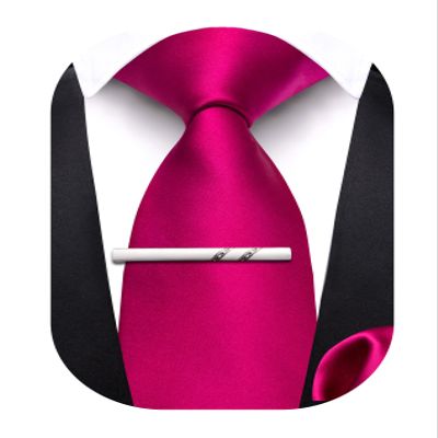 Barry.Wang Boys Tie Self-Tied Solid Color Kids Necktie and Pocket Square Set Silk Pink Tie for Age 8-14 School Uniforms