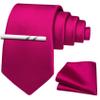 Barry.Wang Boys Tie Self-Tied Solid Color Kids Necktie and Pocket Square Set Silk Pink Tie for Age 8-14 School Uniforms view 3