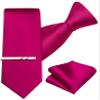 Barry.Wang Boys Tie Self-Tied Solid Color Kids Necktie and Pocket Square Set Silk Pink Tie for Age 8-14 School Uniforms view 4