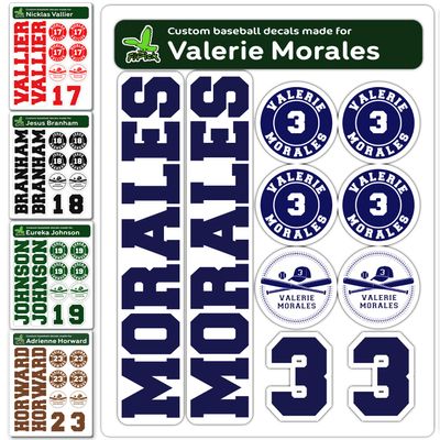 Custom Baseball Helmet Sticker Set - Includes Personalized for Baseball Bats, Softball Bats, Sports Helmets, Bat Knobs and More, Waterproof Vinyl Decals (Team (5-20 Players))