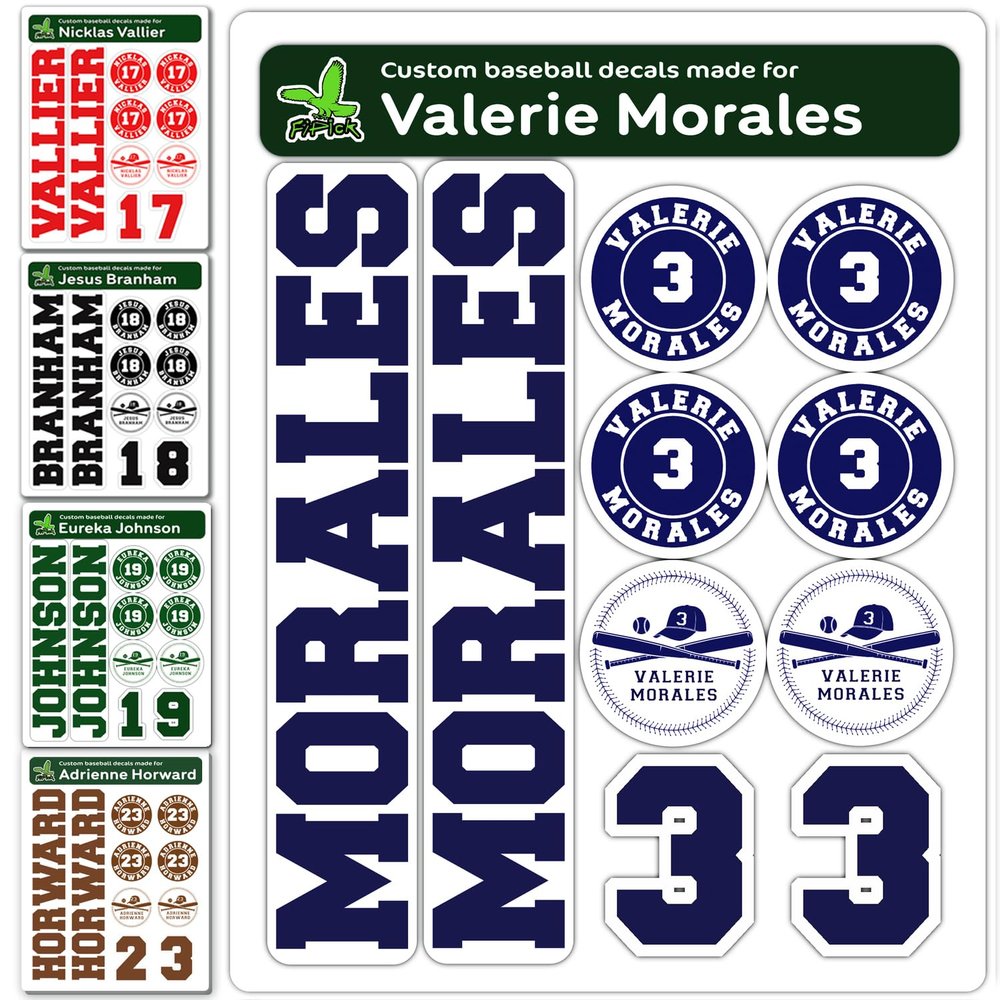 Custom Baseball Helmet Sticker Set - Includes Personalized for Baseball Bats, Softball Bats, Sports Helmets, Bat Knobs and More, Waterproof Vinyl Decals (Team (5-20 Players))