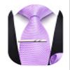 Barry.Wang Boys Tie Self-Tied Kids Necktie with Pocket Square Clip Set Silk Purple Youth Tie for Age 8-14 Uniforms School view 1