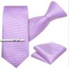 Barry.Wang Boys Tie Self-Tied Kids Necktie with Pocket Square Clip Set Silk Purple Youth Tie for Age 8-14 Uniforms School view 4