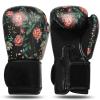 FINGER TEN Boxing Gloves Women Punching Sparring Kickboxing MMA Training Heavy Bag Glove Black Leather 8 10 12 14 oz for Womens (Flower Leaves, 10 oz) view 1