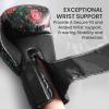 FINGER TEN Boxing Gloves Women Punching Sparring Kickboxing MMA Training Heavy Bag Glove Black Leather 8 10 12 14 oz for Womens (Flower Leaves, 10 oz) view 4