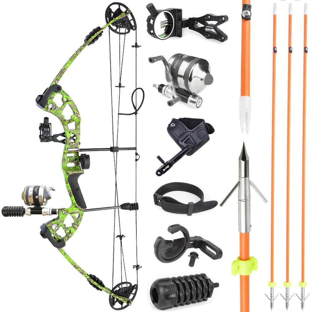 Bowfishing Compound Bow Kit with Bowfishing Reel, Bow Fishing Arrows,30-55Lbs,Left/Right Hand Bow for Adult/Youth Fishing Hunting