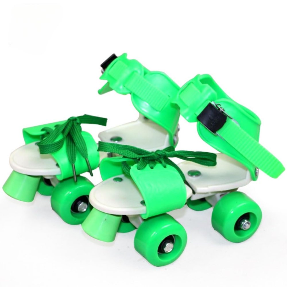 Castrap 1 Pair Training Roller Skate Kids Roller Skates Beginner Skating Shoe Double Row Roller Skate Adjustable Skate Shoe Portable Lace-Up No Shoe Removal, for Teenagers Girl & Boy (Green,26-32)