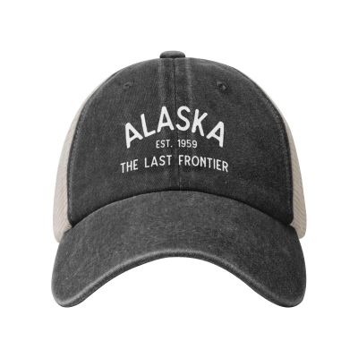 Alaska Est 1959 Gifts Cowboy Hat Men Vintage Mesh Baseball Cap Women Trucker Hat Dad Hat Adjustable Sun Hat Black