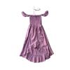 Mommy and Me Dress Mother and Daughter Matching Family Outfits Summer Mom and Girls Square Neck Maxi Dress (Girls, 7 Years, Solid Color Purple) view 4
