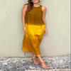 TIAFORD Women Cotton Linen Sleeveless Boho Maxi Dress Summer Casual Crewneck Slit Loose Plus Size Beach Flowy Long Shift Tank Sun Dress view 2