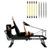 WINDFOOT Pilates Reformer Machine Equipment with 4X22LB Springs & 5X11LB Cords for Home Workout, Foldable Pilates Equipment with Jump Board for All Level Users (Black) view 1