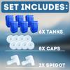 Aguaprep 5-Gallon Stackable Water Storage Containers, 5 Gallons Each w/Lids + Spigot, Easy Fill, Survial Supply Emergency Water Storage for Camping and Disaster Preparedness, RV, 30 Gallon (6 Tanks) view 2