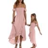Mommy and Me Dresses Tie-Up Spaghetti Strap Dress Summer Long Dress Beach Mom Daughter Matching Outfits (Girl, 5-6 Years, Pink a) view 1