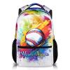 Homexzdiy Personalized Kids School Backpack for Boys Girls, 17" White Baseball Backpacks for School, Fashion Pattern Shoulder Bookbag for Children view 1
