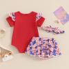 ZINTAOZT Infant Baby Girls 4th of July Outfits Romper T-shirt Tops Shorts with Hairband 3Pcs Patriotic Clothes Set (A1 Red, 12-18 Months) view 3