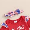 ZINTAOZT Infant Baby Girls 4th of July Outfits Romper T-shirt Tops Shorts with Hairband 3Pcs Patriotic Clothes Set (A1 Red, 12-18 Months) view 4