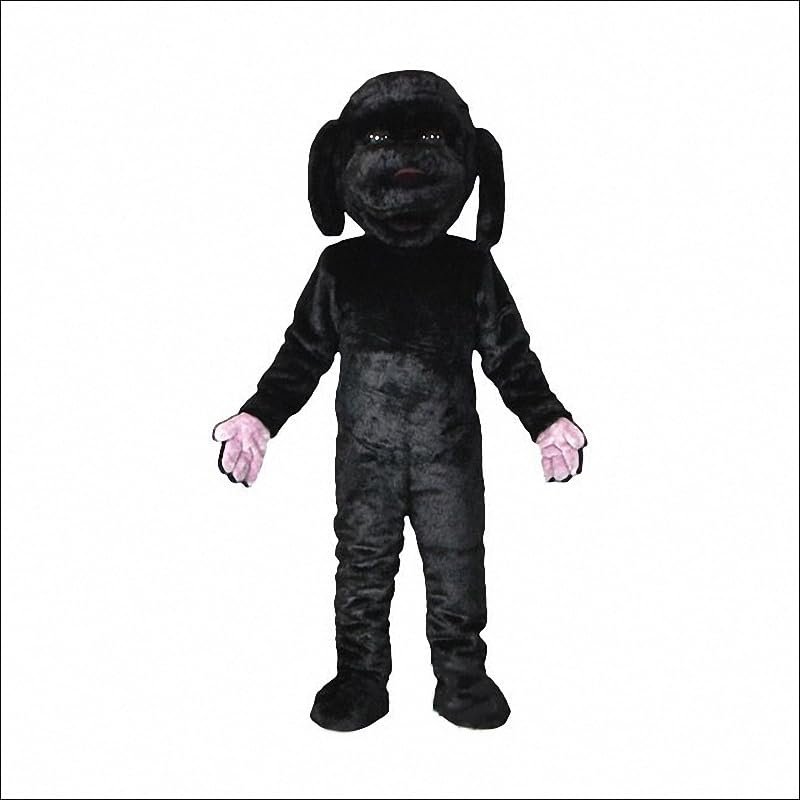 Black Dog Mascot Costume Adult Size for Men & Women with Built-in Fan Inside the Head