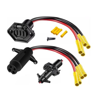 dcvbny 2024 Upgrade Trolling Motor Plug and Receptacle 12-24V Quick Connect Socket for Marine Kayak Boat, 4 Wire 10 Gauge Male Female Trolling Motor Connector with Butt