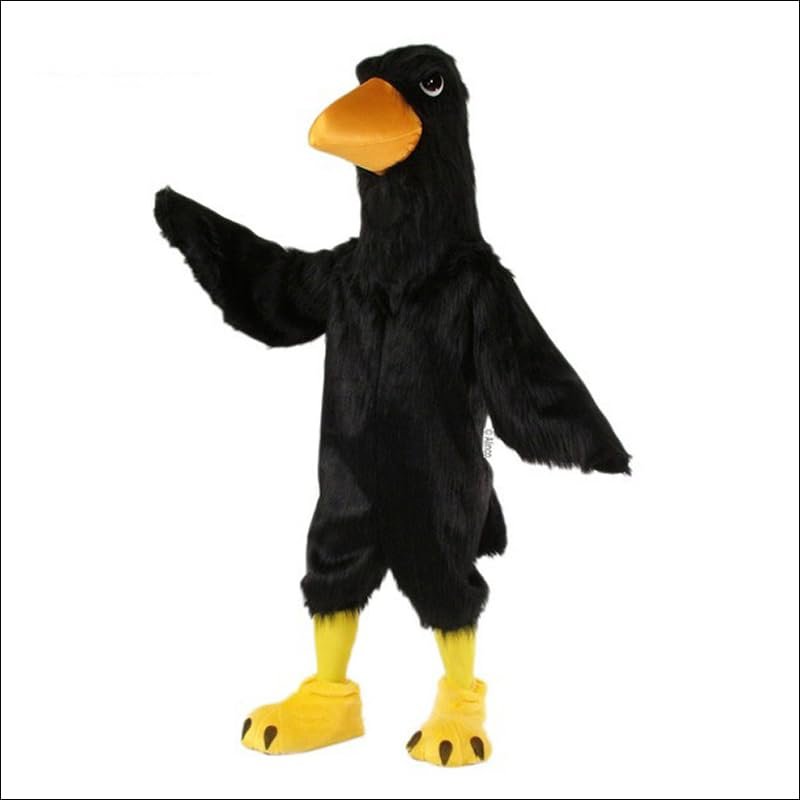 Black Raven Mascot Costume Adult Size for Men & Women with Built-in Fan Inside the Head
