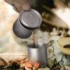 Lixada Lightweight Ti 5 Pieces Set Ti 750ml Pot 450ml and 350ml Water Cup with Lid Collapsible Handle Folding Spork for Outdoor Camping Hiking Backpacking view 4