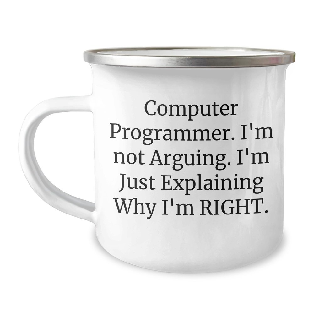 Funny Computer Programmer Camping Mug | Unique Mother's Day Sarcastic Gifts for Computer Programmers from Husband
