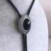 ARTICAL HEART Black Eye Obsidian Stone Oval Bolo Tie Each One is Unique view 4
