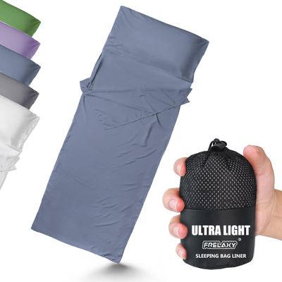 Frelaxy Ultralight Sleeping Bag Liner - Lighter & Compact, 3 Sizes Travel Sheets & Adult Sleep Sack, Comfy Breathable & Silky Soft for Backpacking, Hotel, Camping, Hostels (Navy, 27.5in x 84.6")