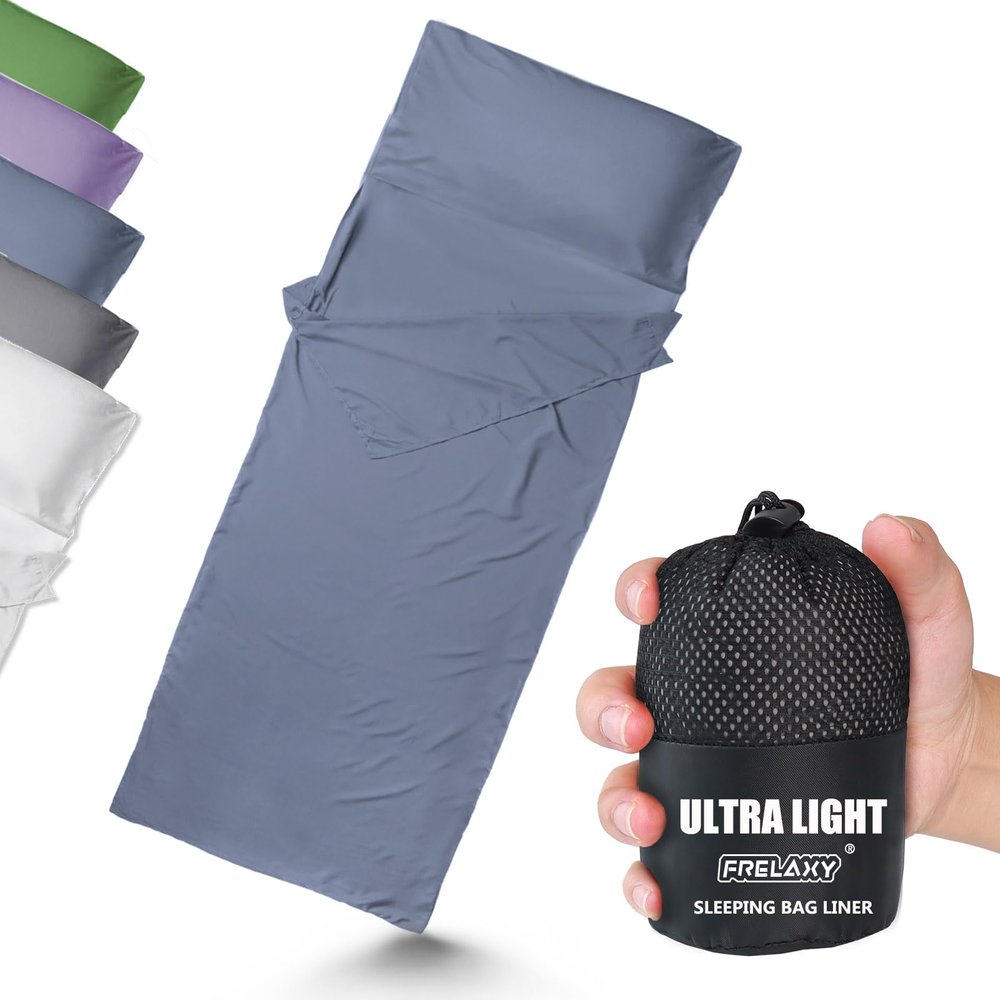 Frelaxy Ultralight Sleeping Bag Liner - Lighter & Compact, 3 Sizes Travel Sheets & Adult Sleep Sack, Comfy Breathable & Silky Soft for Backpacking, Hotel, Camping, Hostels (Navy, 27.5in x 84.6")