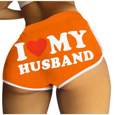 2024 I Love My Husband Booty Shorts Womens Sexy 3" Elastic High Waist Yoga Biker Shorts Soft Spandex Dance Sport Workout Hot Pants Butt Lifting Leggings Funny Casual Athletic Bottoms