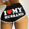 2024 I Love My Husband Booty Shorts Womens Sexy 3" Elastic High Waist Yoga Biker Shorts Soft Spandex Dance Sport Workout Hot Pants Butt Lifting Leggings Funny Casual Athletic Bottoms view 2
