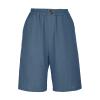 2 Cotton Linen Shorts for Women Loose Fit Knee Length Bermuda Shorts Casual Wide Leg Elastic Waist Workout Short+s Navy view 4