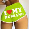 2024 I Love My Husband Booty Shorts Womens Sexy 3" Elastic High Waist Yoga Biker Shorts Soft Spandex Dance Sport Workout Hot Pants Butt Lifting Leggings Funny Casual Athletic Bottoms view 2