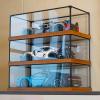 Vibeo Alloy Frame Storage Boxes with Wood Grain Base, Stackable Clear Acrylic Countertop Dustproof Display Cases, Car Models Collectibles Showcase (Size : W20xd25xh25cm/8x10x10) view 2