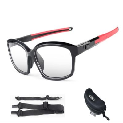 WIVKS Sports Glasses Basketball Football Goggles for Men Women, Adjustable Anti Fog Tennis Soccer Safety Protective Eyewear (Black/Red)