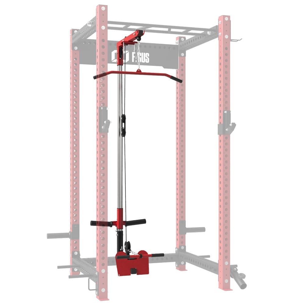 FAGUS H LAT Pull Down Attachment for 3"x3" Power Cage, 2000lbs Multi-Function Power Rack, Commercial Squat Rack for Home Gym Free Weight with Attachment Set, Red