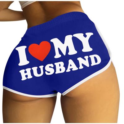 2024 I Love My Husband Booty Shorts Womens Sexy 3" Elastic High Waist Yoga Biker Shorts Soft Spandex Dance Sport Workout Hot Pants Butt Lifting Leggings Funny Casual Athletic Bottoms