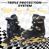 MammyGol Inline Skates for Boys and Girls Youth, 4 Size Adjustable Roller Skates with PU Flashing Wheels, Aggressive Inline Skates High Performance for Kids Age 6-12, Gold Black view 3