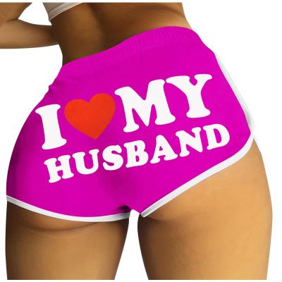 2024 I Love My Husband Booty Shorts Womens Sexy 3" Elastic High Waist Yoga Biker Shorts Soft Spandex Dance Sport Workout Hot Pants Butt Lifting Leggings Funny Casual Athletic Bottoms
