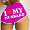 2024 I Love My Husband Booty Shorts Womens Sexy 3" Elastic High Waist Yoga Biker Shorts Soft Spandex Dance Sport Workout Hot Pants Butt Lifting Leggings Funny Casual Athletic Bottoms view 2