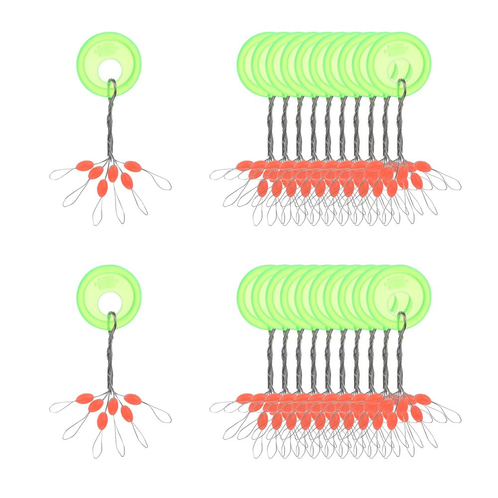 PATIKIL Fishing Rubber Bobber Beads Stoppers, 600 Pieces 6 in 1 Float Sinker Stop Oval Shape M Size for Fishing Line, Red