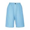 bawilom Cotton Linen Shorts for Women Loose Fit Knee Length Bermuda Shorts Casual Wide Leg Elastic Waist Workout Short+s Sky Blue view 4