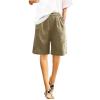 bawilom Cotton Linen Shorts for Women Loose Fit Knee Length Bermuda Shorts Casual Wide Leg Elastic Waist Workout Short+s Khaki view 3